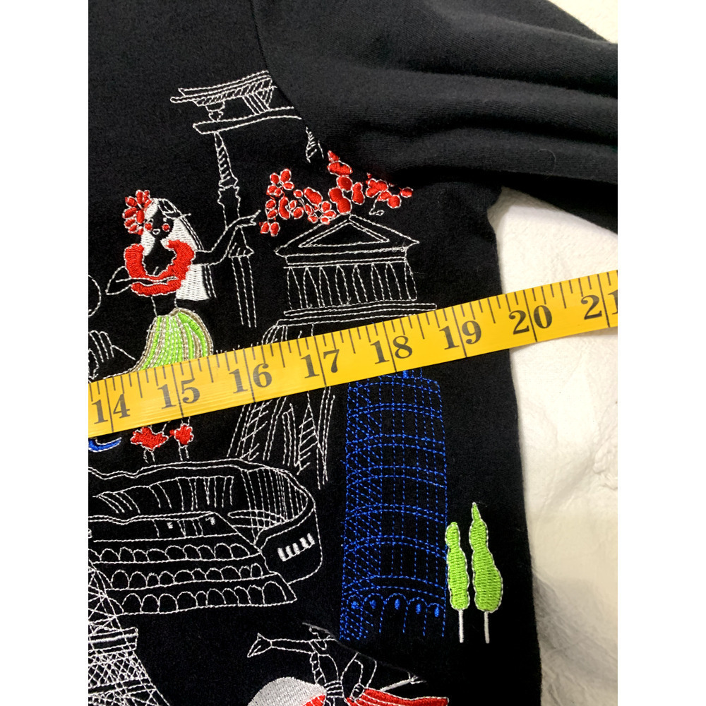 MCX Signature Cardigan Women Medium Button Up Black Embroidered Artsy Vacation - Picture 6 of 11